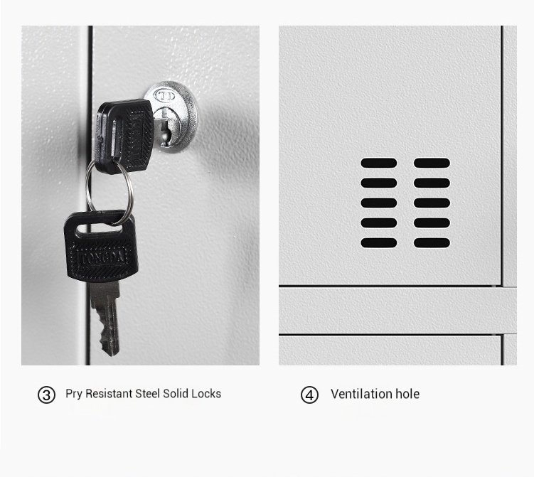 Spacious interior of JunTuo industrial locker with hanging rod and storage shelf