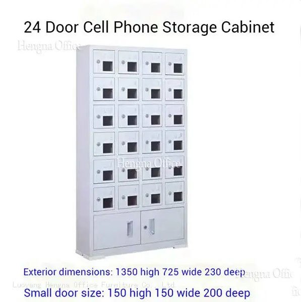 24-Door Steel Cell Phone Storage & Charging Cabinet for Schools and Offices | Secure Lockable Design