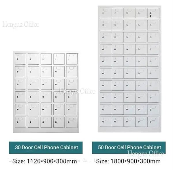 Steel cell phone charging locker with multiple doors