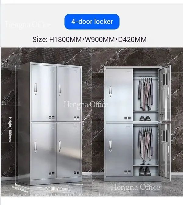 Waterproof stainless steel locker for factory changing rooms