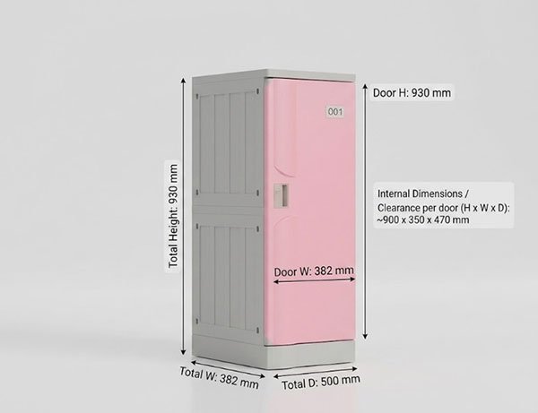 HN-382 ABS plastic locker 3 compartment 930x382x500mm