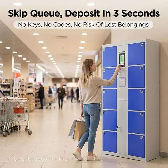 Face Recognition Locker System for Malls — Main + Auxiliary Cabinets Scale with Peak Foot Traffic 1 shopper using face recognition locker at mall Face Recognition Locker System for Malls — Main + Auxiliary Cabinets Scale with Peak Foot Traffic