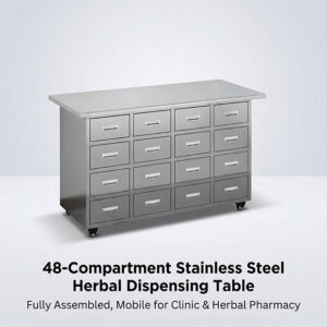 16-drawer 48-compartment stainless steel TCM herbal dispensing table for pharmacy