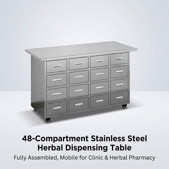 16-drawer 48-compartment stainless steel TCM herbal dispensing table for pharmacy